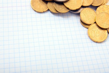 Background made from different euro coins and paper