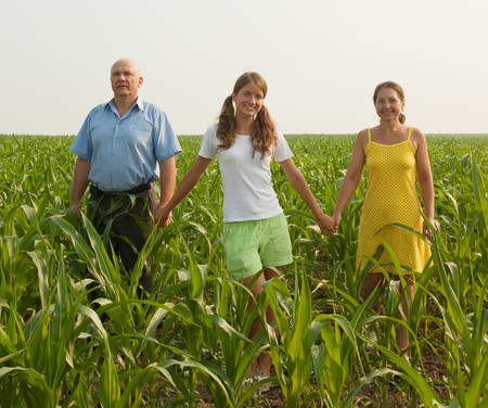 Happy family on summer countryside. freedom concept の写真素材