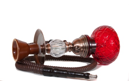 middle eastern shisha pipe on white