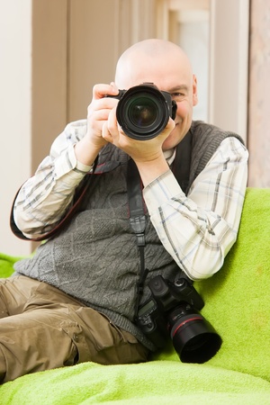 photographer working in the interiorの写真素材