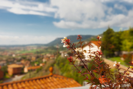 beautiful landscape mountainous terrain with  housesの写真素材