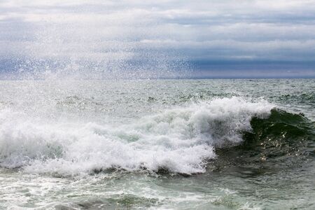 Storm at sea close-up on  wavesの写真素材