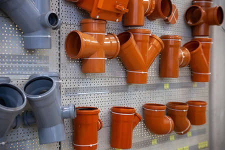 Details and parts of plastic pipes for water pipelines and sewerage