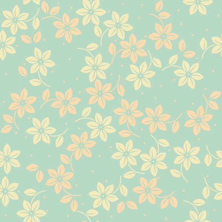 Cute endless pattern with tender flowers and leaves can be used for design fabric, greeting cards, covers, linen, tile and more creative designs.のイラスト素材