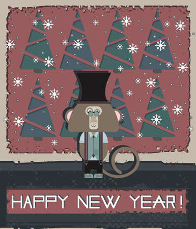 Happy New Year greeting card with stylish  Monkey for your designs.のイラスト素材