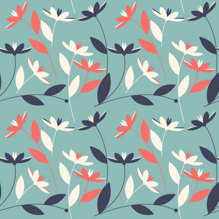 Floral seamless pattern with elegant flowers. Stylish template can be used for wallpaper, cards, web pages, textile, linen, tile and more creative designs.のイラスト素材