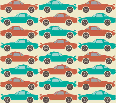 Seamless pattern with retro cars can be used for design fabric, covers, wrapping paper, wallpaper, linen, cases and more creative designs.のイラスト素材