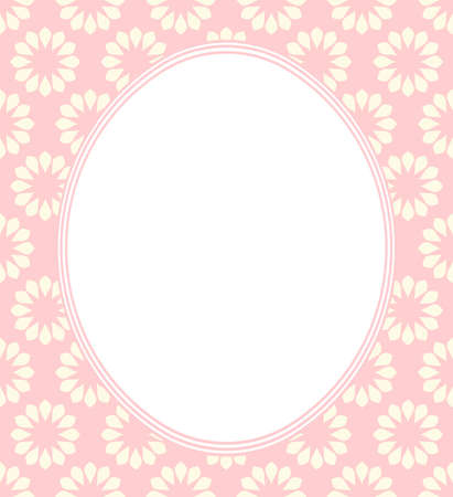 Oval frame with stylish flowers. Decorative Frame with elegant floral ornament and tender color design for greeting card, invitation, poster.のイラスト素材