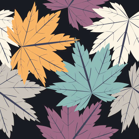 Endless pattern with autumn leaves. Perfect template can be used for wallpaper, web page backgrounds, surface textures, textile, wrapping, design fabric.のイラスト素材