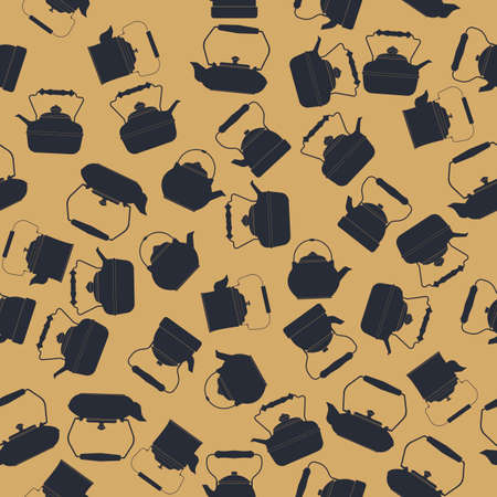 Endless pattern with kettles silhouettes can be used for design fabric, textile, kitchen designs, menu designs and more creative projects.のイラスト素材