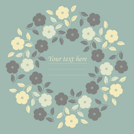 Stylish round frame with trendy flowers can be used for greeting card, anniversary, invitation, cover and more creative designs.のイラスト素材