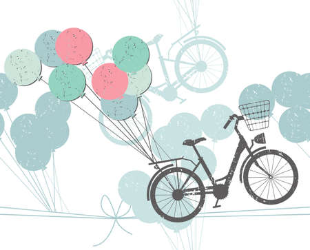 Seamless pattern with retro bicycle on white background. Vector image can be used for greeting card, design fabric and wrapping paper.のイラスト素材