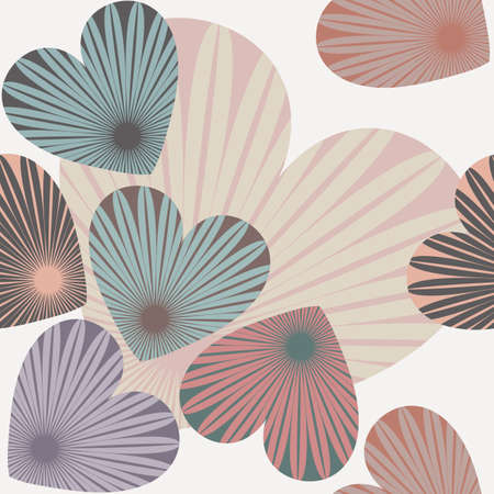 Stylish hearts pattern with floral ornament. Seamless pattern for your designs.のイラスト素材