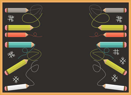 Back to school blackboard with colorful pencils and place for text can be used for your creative designsのイラスト素材