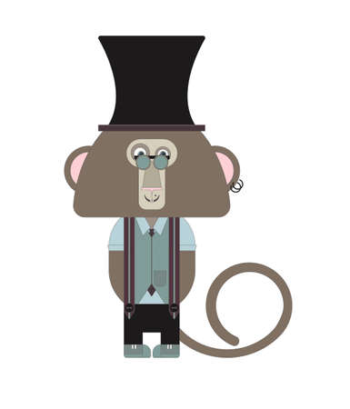 Stylish hipster monkey for your designs. Can be used for the New Year and Christmas cards, sign boards and congratulations.のイラスト素材