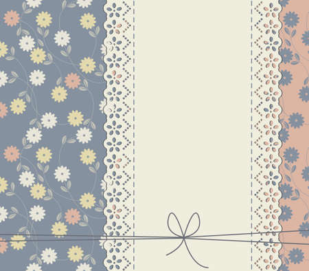 Stylish cover with flowers, bows and leaves for your designs. Vector template can be used for invitation, greeting card , baby shower and more designs.のイラスト素材