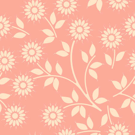 Cute endless pattern with yellow chamomile flowers and leaves can be used for design fabric, greeting cards, covers, linen, tile and more creative designs.のイラスト素材