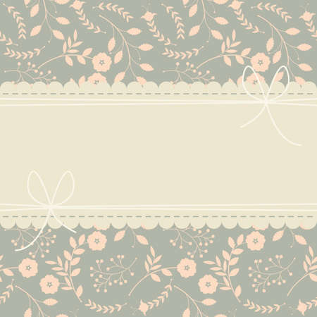 Cute greeting card with decorative flowers and leaves can be used for wedding invitation, baby shower greeting card, cover, birthday greeting card and more designs.のイラスト素材