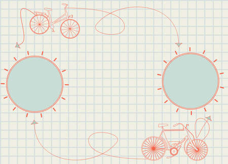 Decorative background with bikes and arrows for your creative designs.のイラスト素材