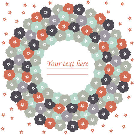 Decorative floral circle frame can be used for greeting card, baby shower card, invitation, cover and more designs.のイラスト素材