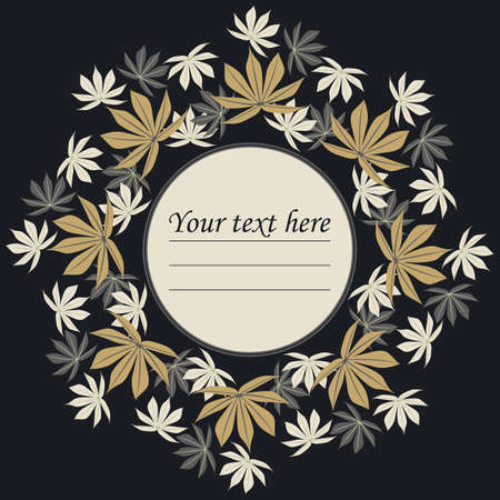 Elegant circle frame with tropical leaves can be used for greeting card,  invitation, cover and more creative designs.のイラスト素材