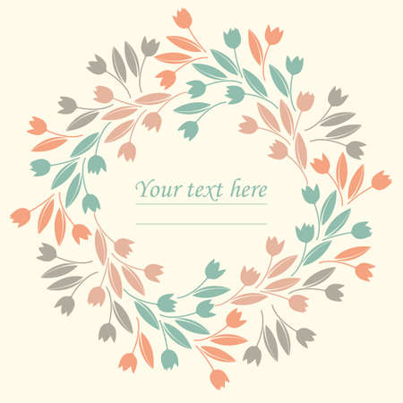 Spring circle frame with colorful tulips can be used for greeting card, baby shower invitation, wedding invitation and more creative designs.のイラスト素材