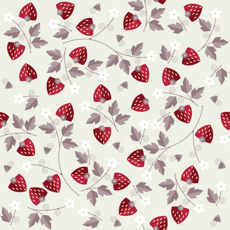 Seamless sweet strawberry pattern on ivory background can be used for design fabric, textile, linens and more creative designs.のイラスト素材