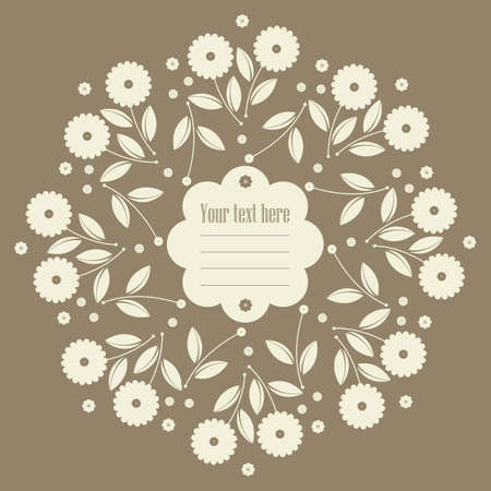 Round decorative frame with flowers and place for your text can be used for greeting card, anniversary, invitation, cover and more creative designs.のイラスト素材