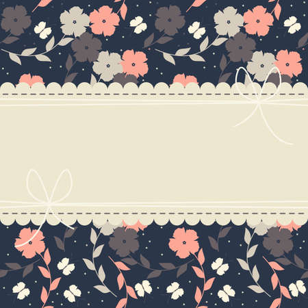 Beautiful lace frame with flowers and butterflies isolated on blue background can be used for baby announcement card , wedding invitation, baby shower and birthday greeting card.のイラスト素材