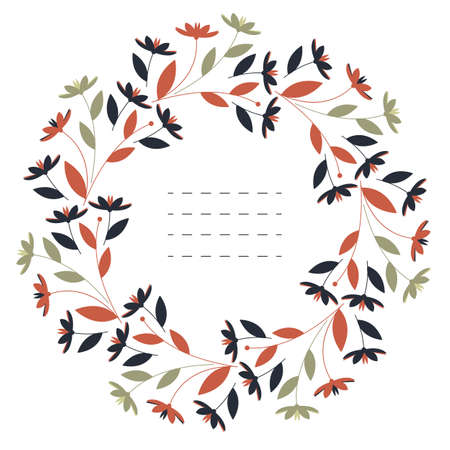 Beautiful round frame with decorative flowers isolated on white background. Design for wedding invitations, greeting cards and more creative designs.のイラスト素材