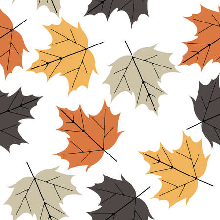 Colorful seamless pattern with maple leaves isolated on white background can be used for wallpapers, surface textures, textile, linen, kids cloth, pattern fills and more designs.のイラスト素材