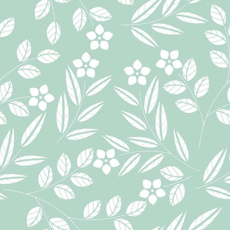 Cute seamless pattern with white flowers and leaves can be used for wallpapers, surface textures, textile,linen, kids cloth, pattern fills, page backgrounds and more designs.のイラスト素材