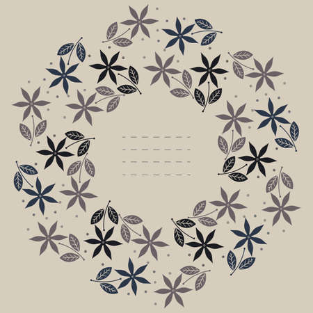Decorative round frame with flowers can be used for greeting card, baby shower, invitation, cover and more designs.のイラスト素材