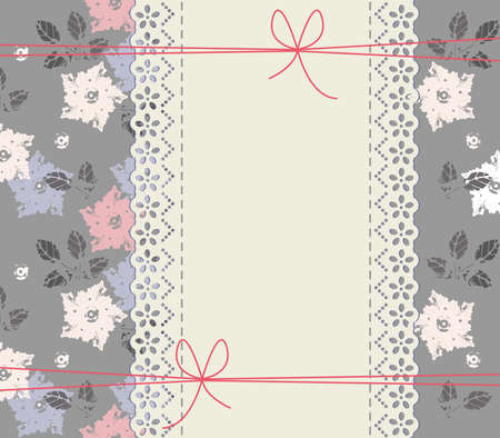 Elegant lace frame with a place for text. Background for wedding invitations, greeting cards. Vector illustration.のイラスト素材