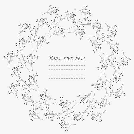 Elegant round framewith cute flowers can be used for invitations, posters or greeting cards.のイラスト素材