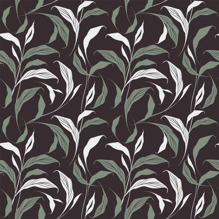 Seamless pattern with spathiphyllum flowers and leafesのイラスト素材