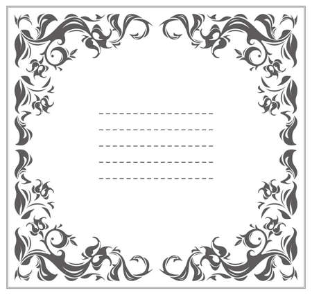 Round frame with classic floral ornament can be used for greeting cards, anniversary and more designs.のイラスト素材