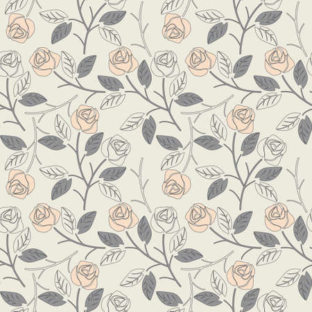 Stylish seamless pattern with roses and leaves. Image can be used for wallpapers, surface textures, textile, linen, tile, kids cloth, pattern fills and more creative designs.のイラスト素材