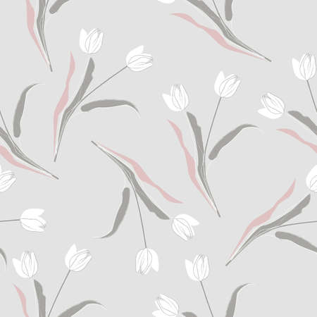Spring seamless pattern with tulips can be used for design fabric, covers, greeting cards, tile, linen andmore creative ideas.のイラスト素材
