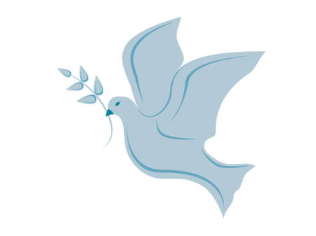dove of peace holding an olive twig symbolizing world peaceのイラスト素材