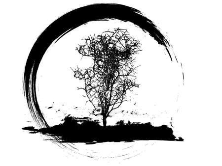 vector illustration of a grungy tree iconのイラスト素材