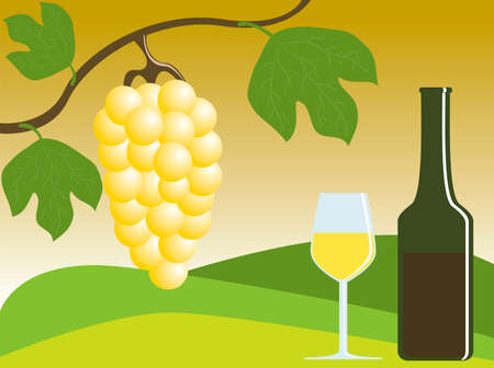 vector illustration of ripe grapes and wineのイラスト素材