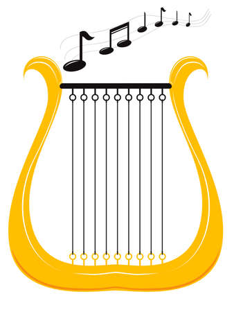vector illustration of a harp and notesのイラスト素材