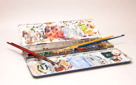 dirty watercolor painting metal pallet