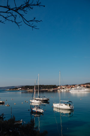 Yachts on the Mediterranean coast, holidays in Greece and Croatia