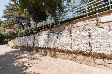 Wall with notes from people near the house of the Virgin Mary in Turkeyの写真素材
