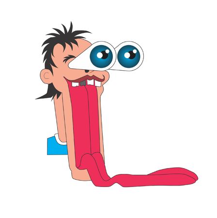 Cartoon Tongue stuck Eyes Bulgingのイラスト素材
