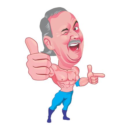 muscular old man give tumbs upのイラスト素材
