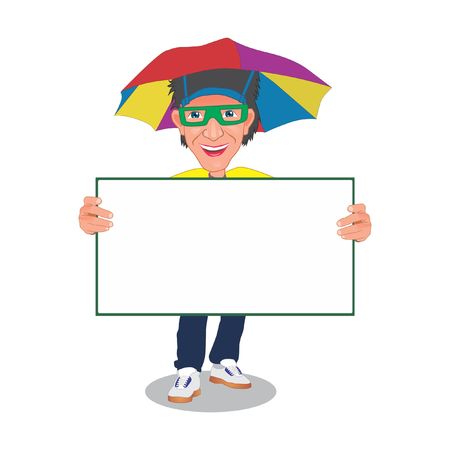 funnyman holding whiteboardのイラスト素材