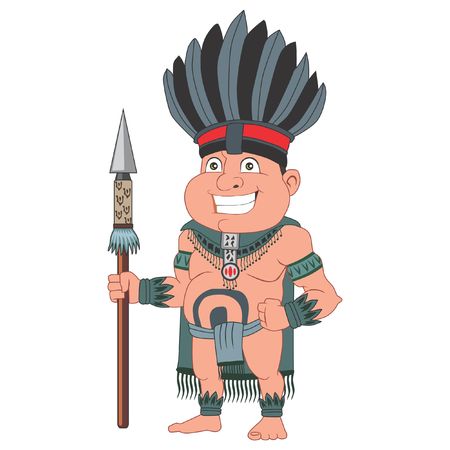 Maya tribe man cartoonのイラスト素材